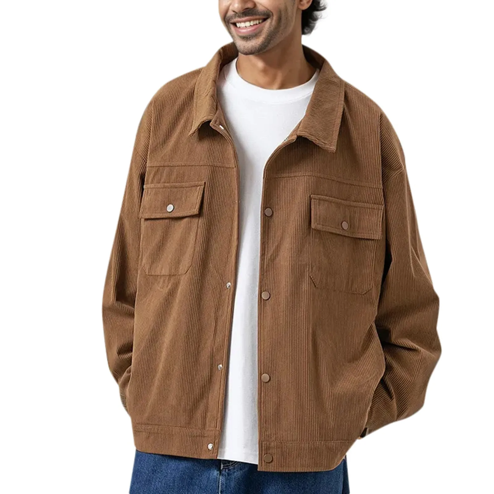 

Mens Autumn Fashion Coat Casual Long Sleeve Solid Tops Corduroy Casual Blouse Men's Ski Jacket