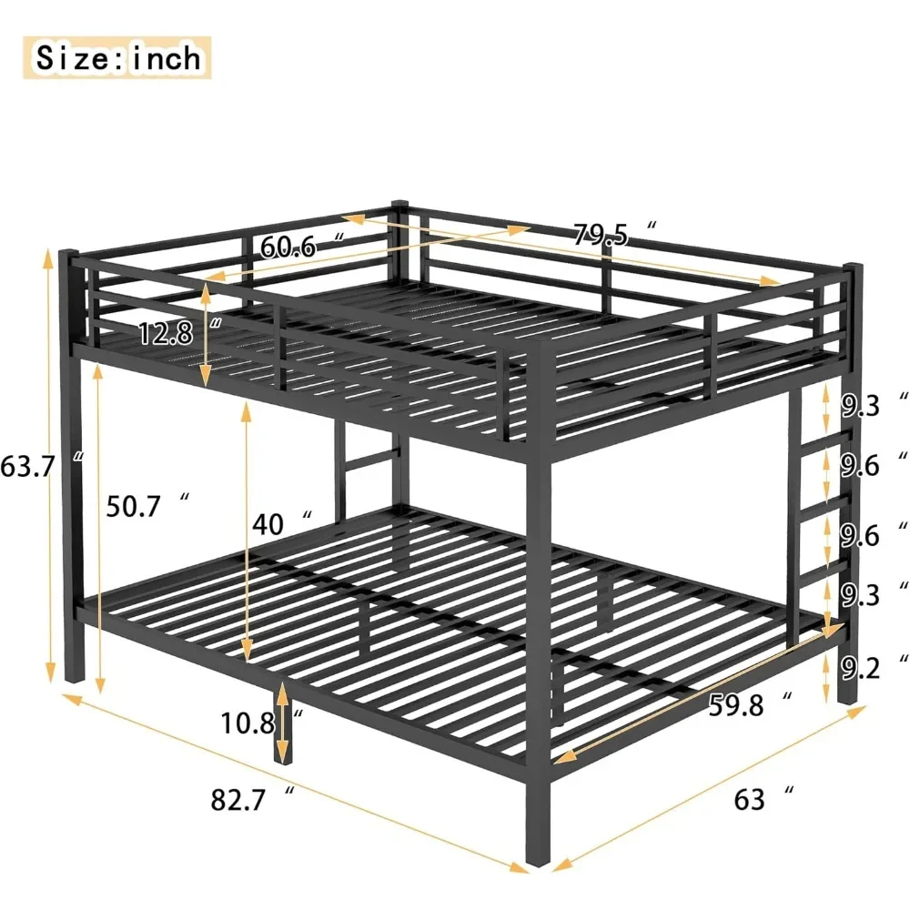 NEW-Queen Over Queen Bunk Beds for Adults,Heavy Duty Adult Bunk Beds,Metal Bunk Bed