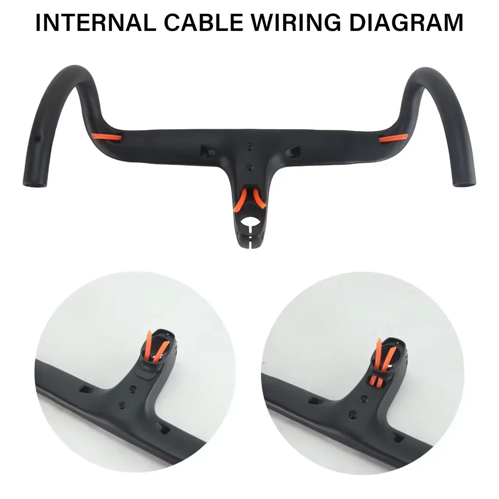 No Road Bike Full Carbon Fiber Internal Cable Integrated Bicycle Handlebar Cockpit For 360mm-380mm With Mount Spacers
