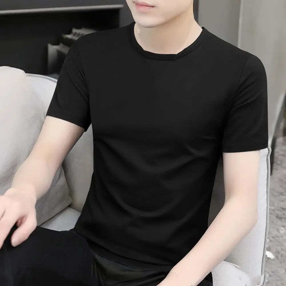 Description Picture 4 of itemNew Round Neck T Shirts for Men Simple Quick Dry Short Sleeve T-shirt Bottoming Shirt Large Size Men's Basic T-shirt Male