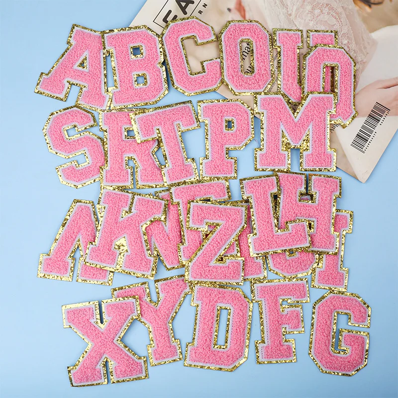 English Alphabet Letter Embroidery Patches Hot Melt Adhesive Sew On Brand Cloth Accessories Stickers Name Patches
