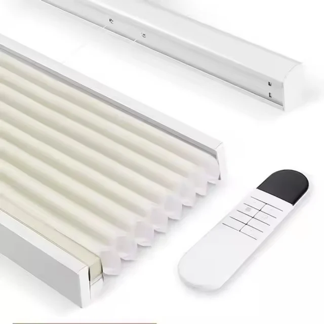 โรงงานจีนขายส่งแบบกําหนดเองรีไซเคิล Blackout รีโมทคอนโทรลอัจฉริยะด้านบนลงและด้านล่างขึ้นผ้าม่านรังผึ้งสําหรับ Window 1