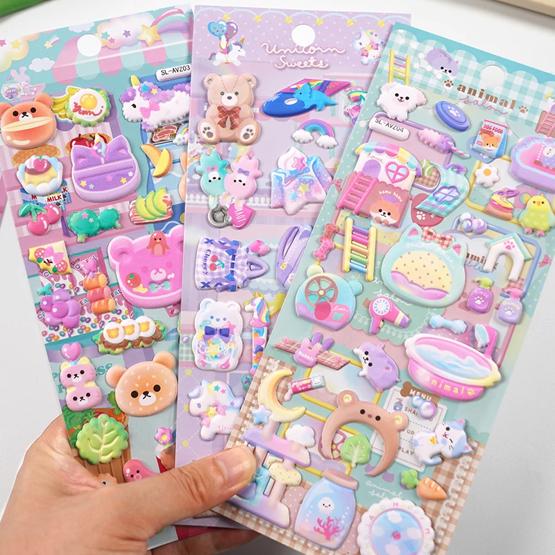 1 Pc Kawaii Animali Delicatezza 3D Adesivi Gonfi Scrapbooking Diario Fai Da Te Cancelleria Sticker Deco Art Supplies Premi Regalo Bambini