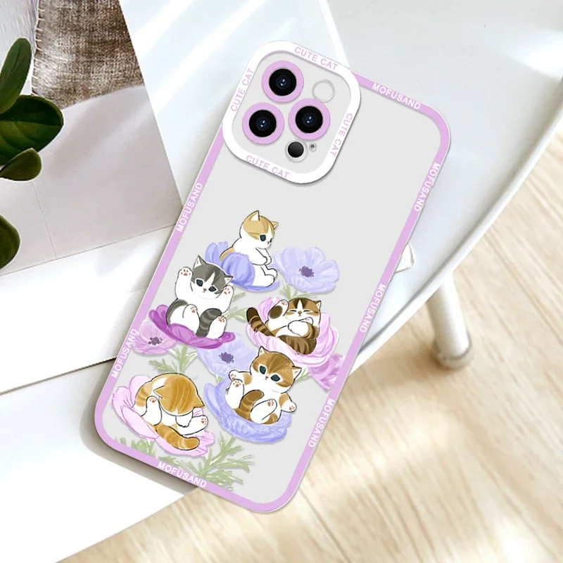 Adorable Cartoon Cat Clear Phone Case - Soft Cover