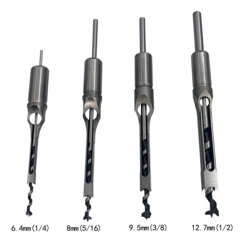 

4pcs 6.357.94/9.5/12.7 HSS Square Hole Drill Bit mortising Woodworking Tool