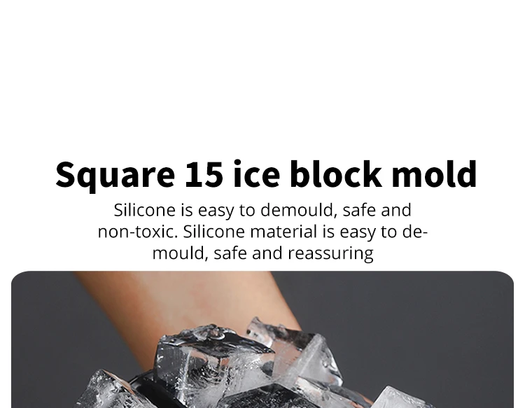 Description Picture 2 of item15 Square Ice Cube Molds With Silicone Easy Release Ice Cream Homemade Summer Beverage Cooling Kitchen And Bar Tools
