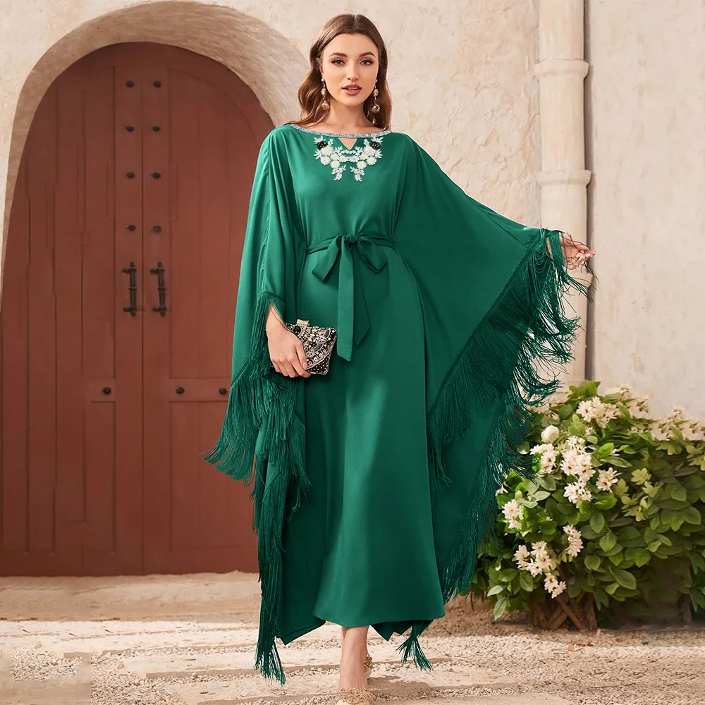 

Modest Mubarak Abaya Bat Sleeve Dress Diamonds Muslim Ramandan Eid Robe Cardigan Long Gowns Kimono Jubah Thobe Islamic Prayer