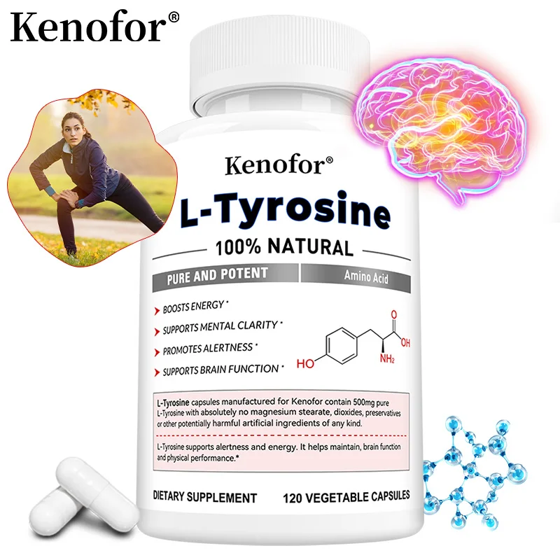 L-Tyrosine Supplement-Support Memory, Mental Clarty, Alertness, Brain Function, Boosts Energy, Immunity-Vegetarian Capsules
