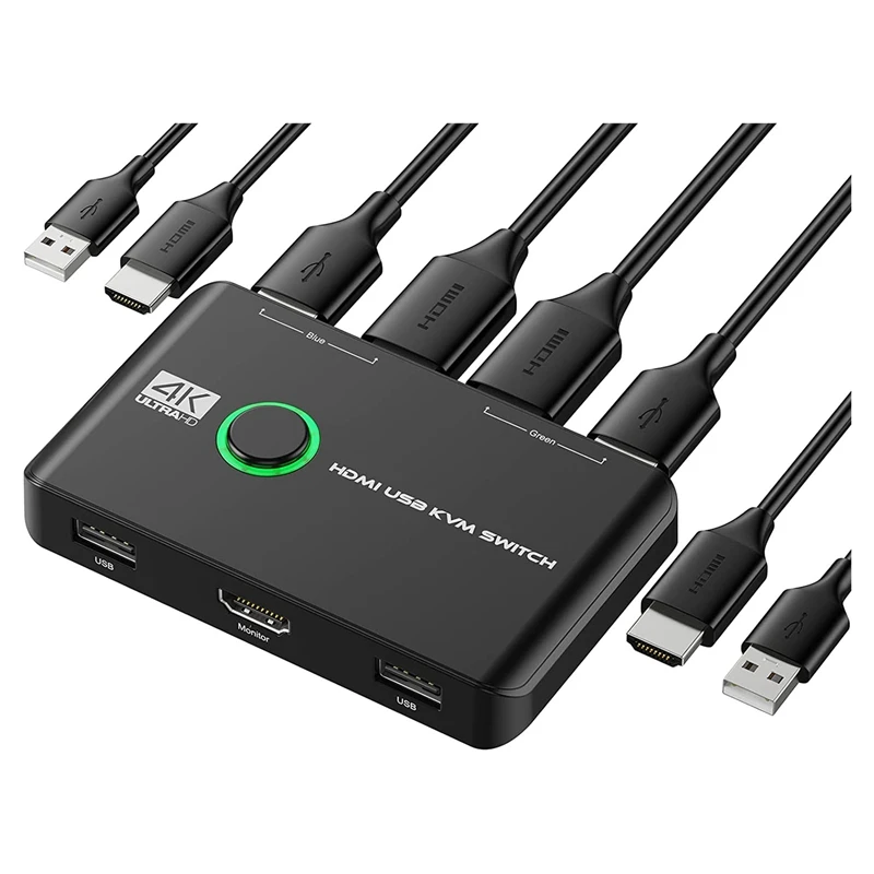 

KVM Switch For 2 Computers Share Keyboard Mouse Printer And Monitor, Support 4K@60Hz