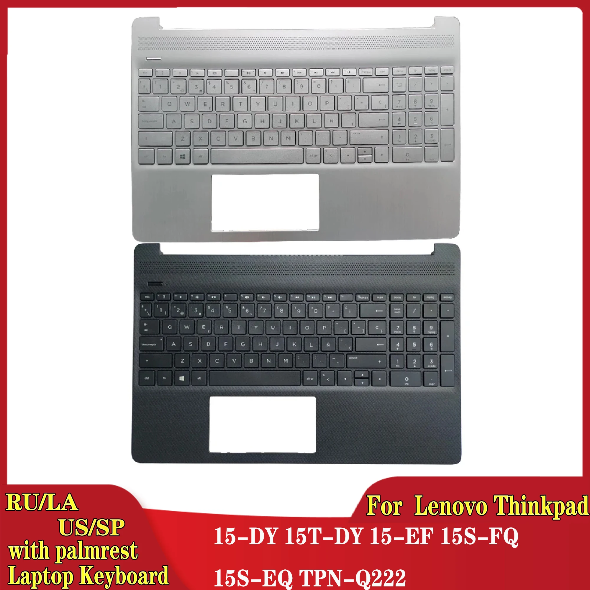 

NEW Russian/US/Spanish/Latin laptop keyboard for HP 15-DY 15T-DY 15-EF 15S-FQ 15S-EQ TPN-Q222 with Laptop Palmrest Upper Case