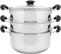 10" Stainless Steel 3 Tier Steamer Steaming Pot Cookware 24 CM (Induction Compatible) 1
