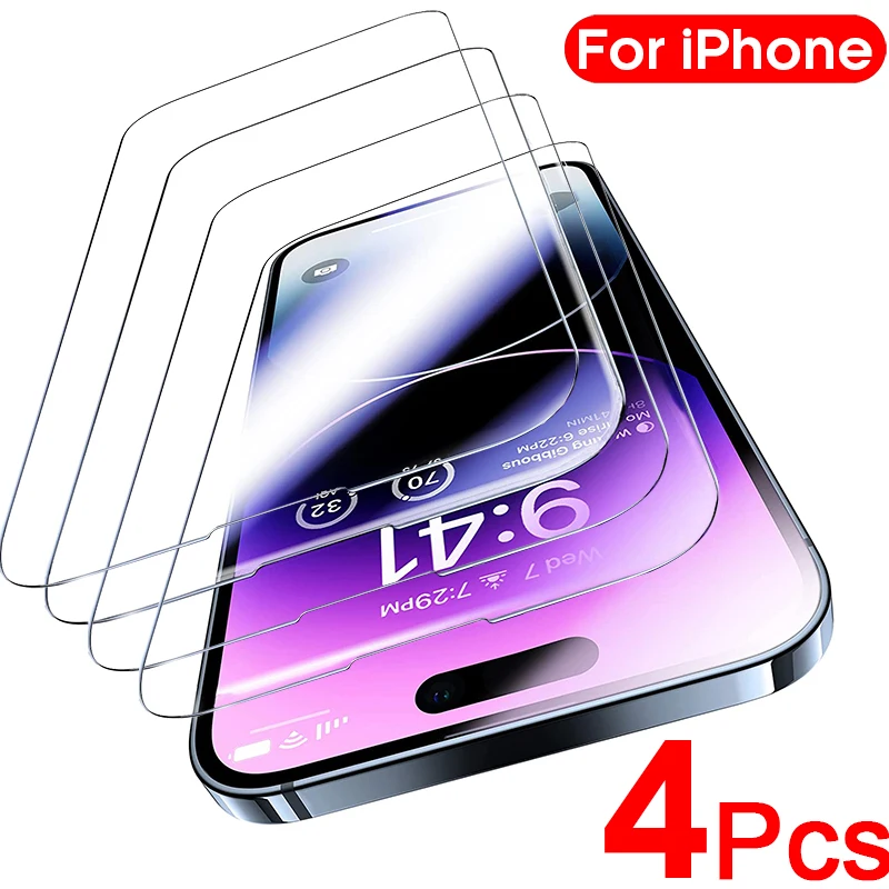 

4 шт. Защита экрана для iPhone 12 13 11 14 Pro Max закаленное стекло для iPhone 14 Plus 13 12 Mini X XS Max XR 8 7 6 Plus SE стекло