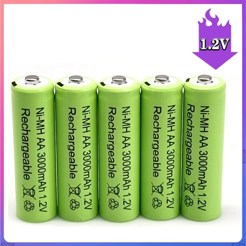 

AA 1.2V Ni-MH 3000mAh Rechargeable Green Battery Suitable for toys, remote controls, alarm clocks and other electronic products