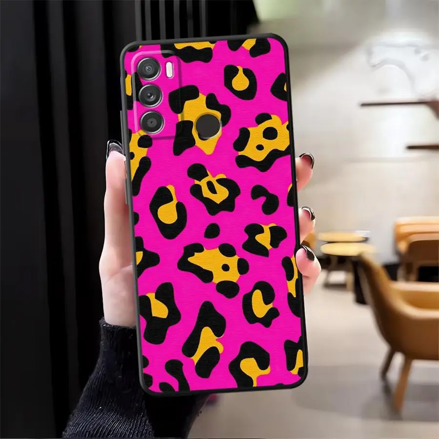 Leopard Print Black Soft Phone Cover Case