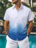 Striped Printed Men's Long-sleeved Shirt Summer Casual Men's Single-breasted Shirt Beach Pool Party Men's Fashionable Shirt 5