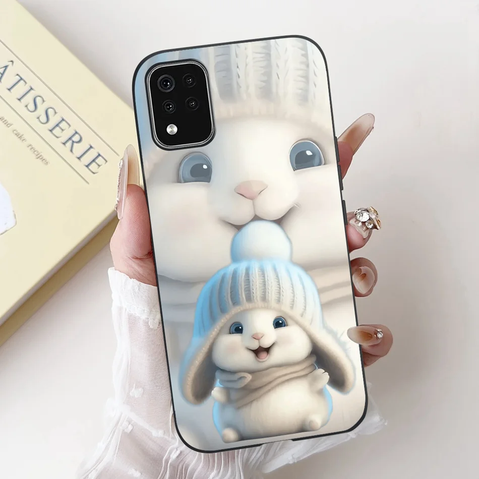 New Cute Cartoon Floral Phone Case, Black Silicone Soft Cover
