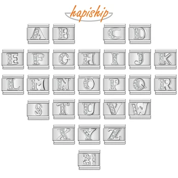 Hapiship New 9mm Width Original Daisy 26 Letters A-Z Italian Charm Fit 9mm Bracelet Stainless Steel Jewelry Making DJ228 1