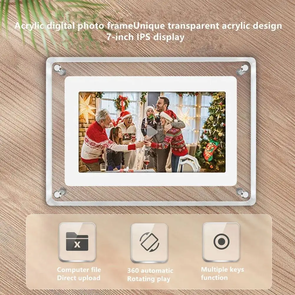 

7-Inch 1500mAh Transparent Digital Photo Frame Desktop Vertical Display Screen Electronic Photo Album Image Video Player