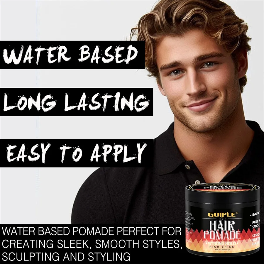 Men Long Lasting Hair Pomade Create Arbitrary Look Easy Apply Hair Clay Wavy Curl Shine Smooth Styling Cream for Daily Hairstyle