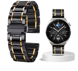 Premium Ceramic Wristband in White and Black for Smart Watches - Stylish Universal Replacement Strap for Men and Women (5 - black - gold)