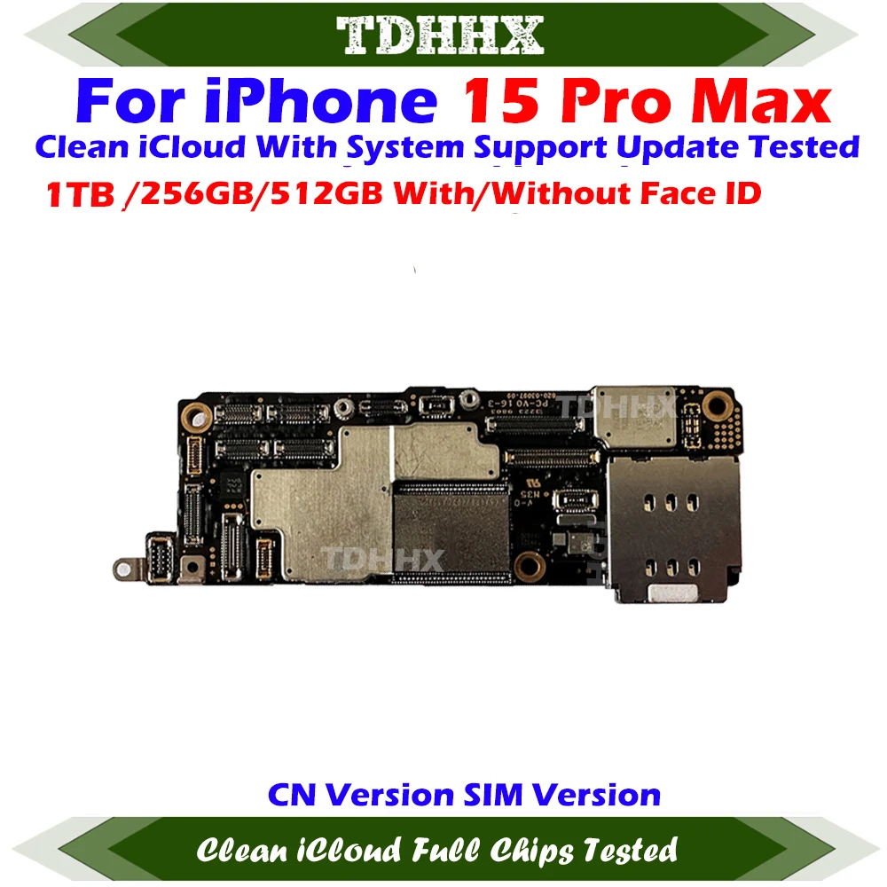마더보드 지지대 iOS 업데이트, 아이폰 15 프로 맥스, 15 프로 클린 iCloud 로직 보드, 풀 칩, 중국 버전 듀얼 심 작동