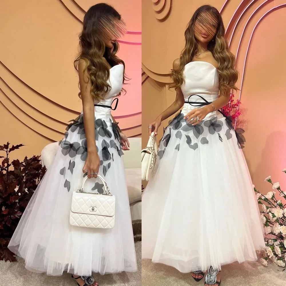 

Charming A-line Prom Gown Sleeveless Illusion Evening Dresses Backless Mesh Dress Boat Neck 3D Appliques فساتين السهرة 2023 جديد