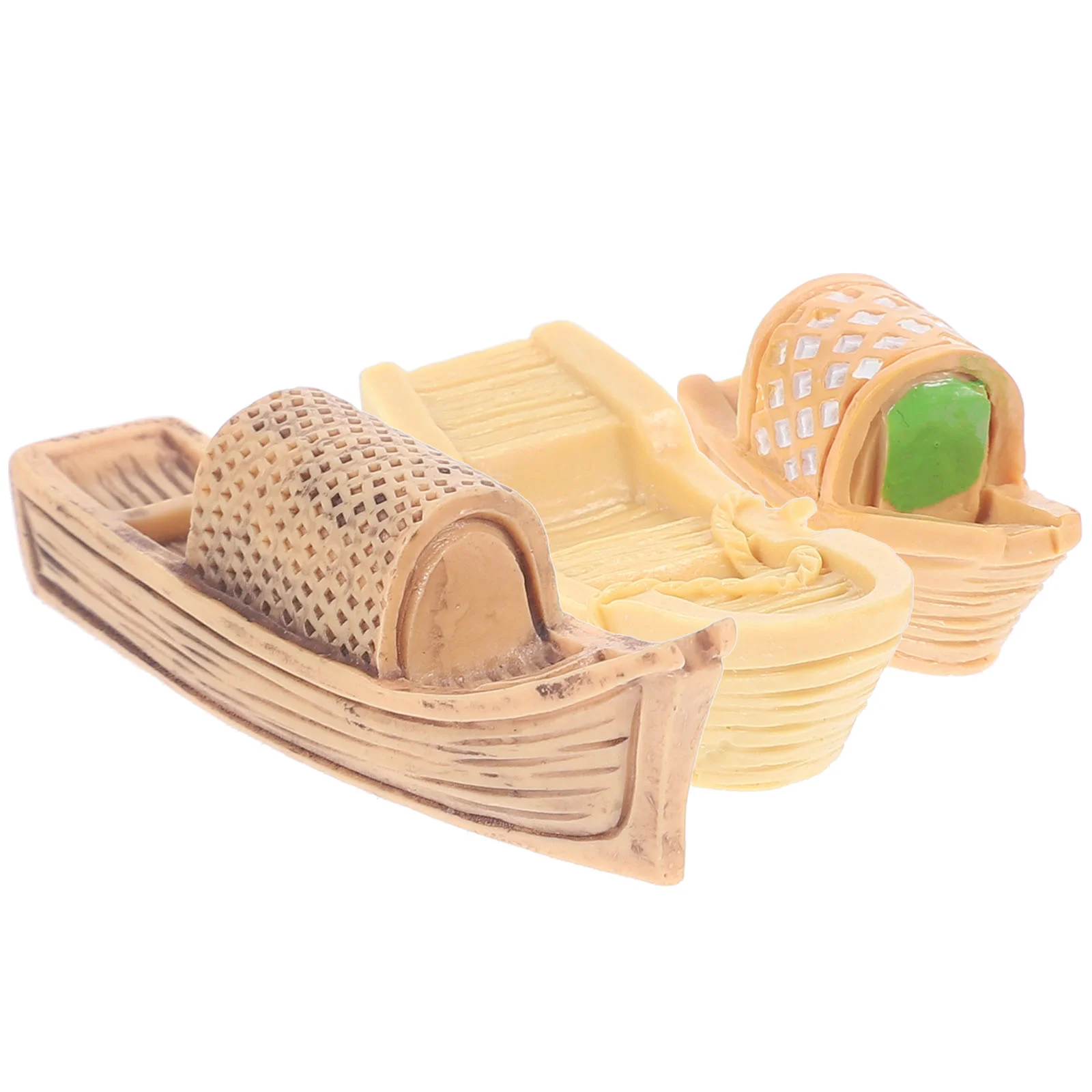 3 Pcs Micro Landscape Model Resin Mini Boat Models Trinkets Figurines Resin House Decor