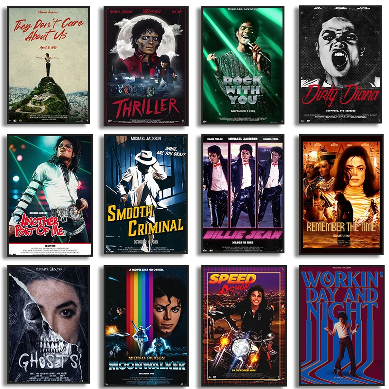 Singer Michael Jackson Pop Music Album Poster Classic Song Thriller Canvas Painting Stampe Immagini A Parete Home Decor Fan Gifts