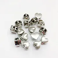 Wholesale New 20-200pc/pack 4mm Double Hole Metal Silver Heart Shaped Spring Cord Locks Stopper Sportswear Rope Button Accessory 1