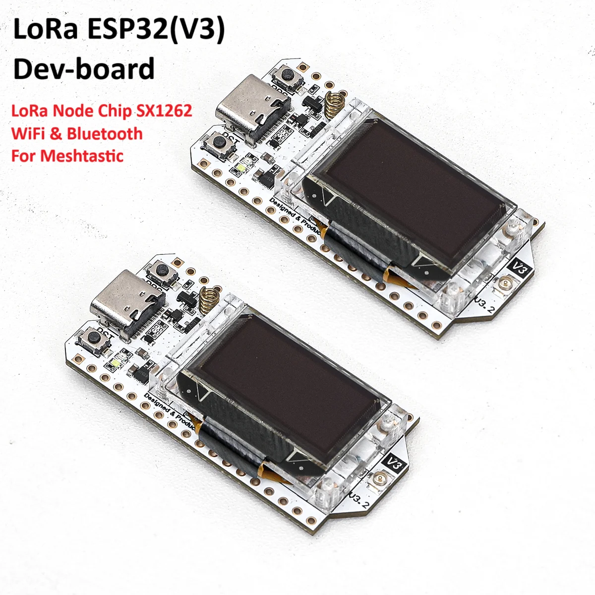 2Pcs LoRa32 V3 노드 개발 보드 Heltec LoRa 32 SX1262 ESP32 WiFi 블루투스, Meshtastic 용 5DBi SMA Male 안테나 IPEX 포함