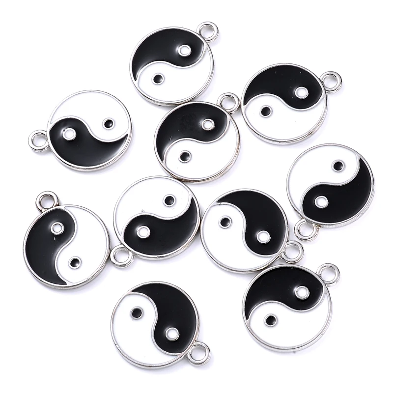 

10Pcs/Pack 17x21mm Charm Alloy Metal Drop Oil Pendants Fahion Tai Chi Shape Pendants For DIY Jewelry Making Bracelet Necklace