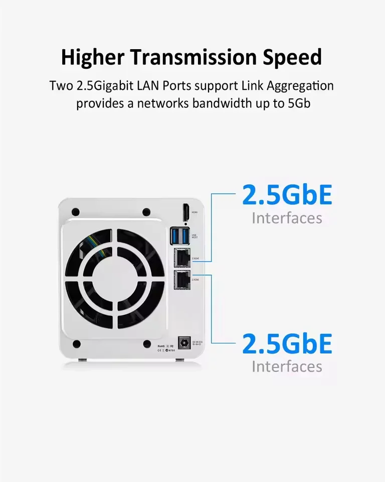 TERRAMASTER F2-423 NAS 2베이 네트워크 스토리지 쿼드코어 CPU, 4GB DDR4 메모리, 2x2.5GbE 포트, NAS 서버 (디스크 미포함)
