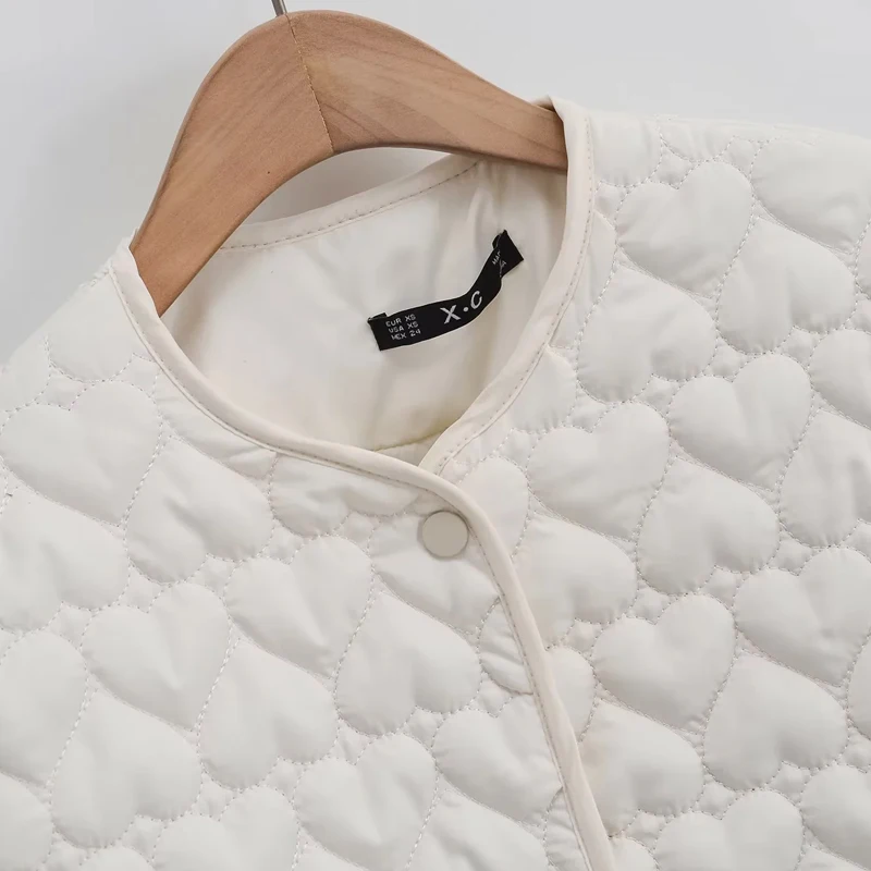 TRAF Womens Coats Winter Solid Parkas Autumn Heart Padded Jacket Long Sleeve Quilted Jacket Woman Lightweight Padding Outerwears 5