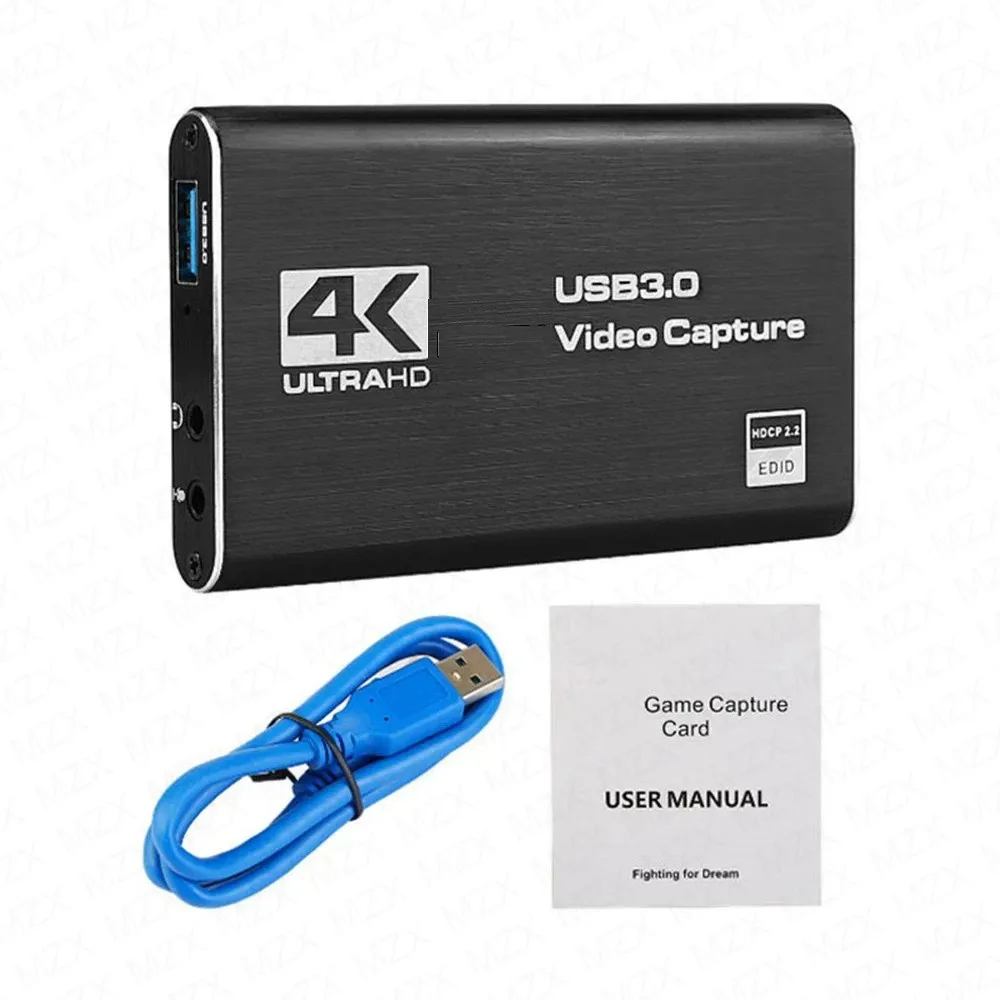 MZX 비디오 캡처 카드 박스, HDMI 호환, 4K, 30Hz, 60Hz, USB3.0, 1080P, 30fps, 60fps, HD 녹음기 그래버, OBS 캡처 게임 오디오 마이크