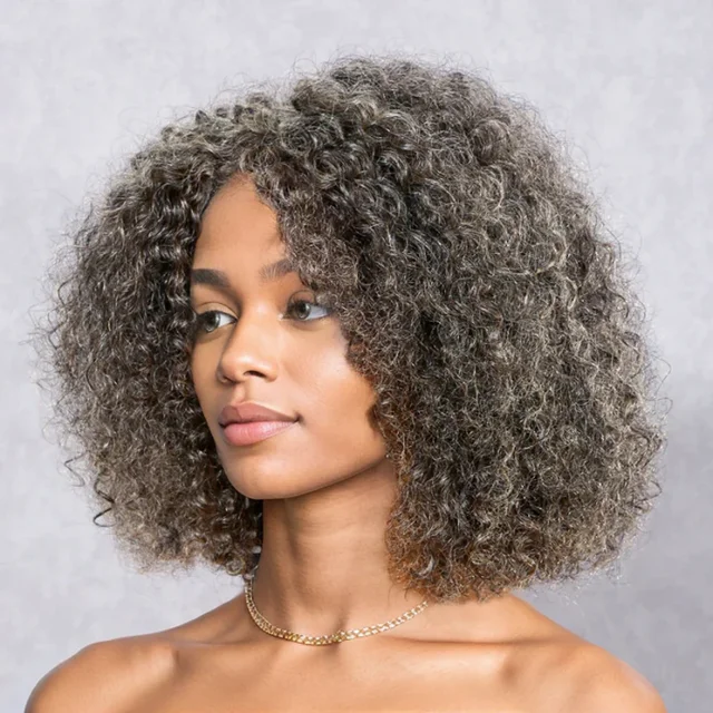 Curly 250 Salt And Pepper Short Bob Human Hair Wig Get all your
