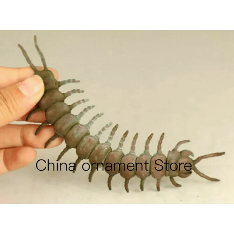 

Chinese Old Copper Handmade Finish Carved Centipede Statue Table Home Gift