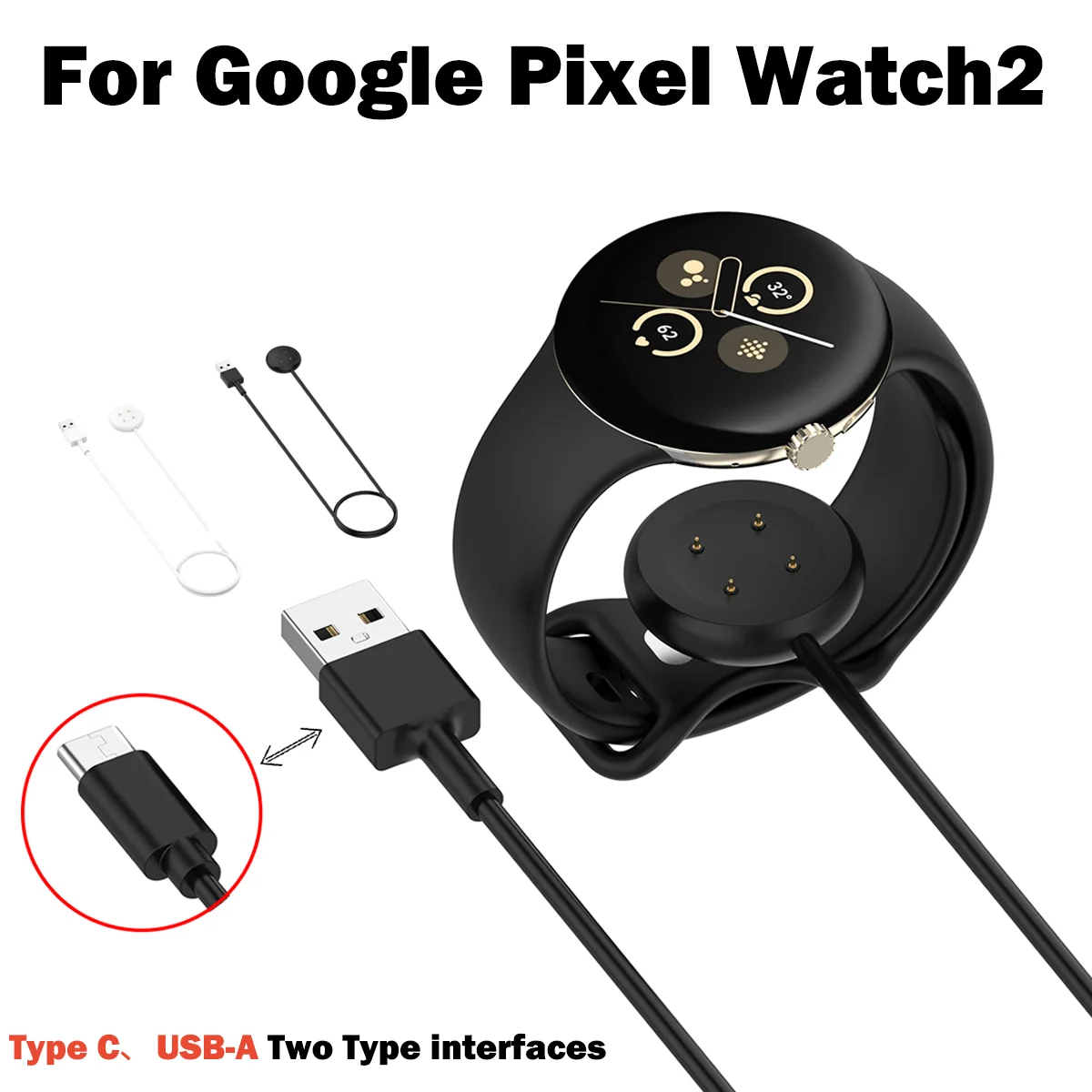 Per Google Pixel Watch 2 Smart Watch Dock Charger Adapter Usb Type-C Cavo Di Ricarica Power Charge Wire (1 M) Smart Watch Charger