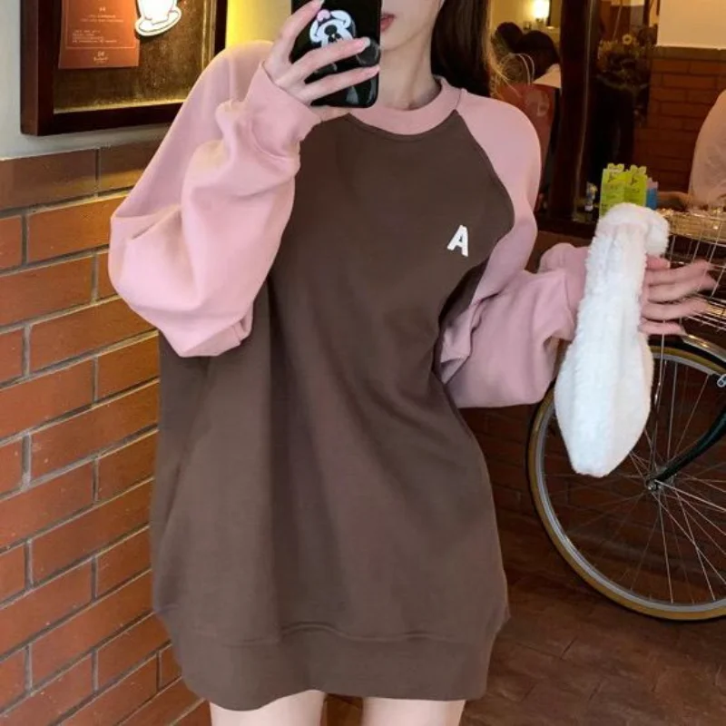 

Deeptown Korean Vintage Patchwork Brown Sweatshirt Women Y2k Kpop Streetwear Letter Oversize Hoodie Harajuku Hippie Tracksuit