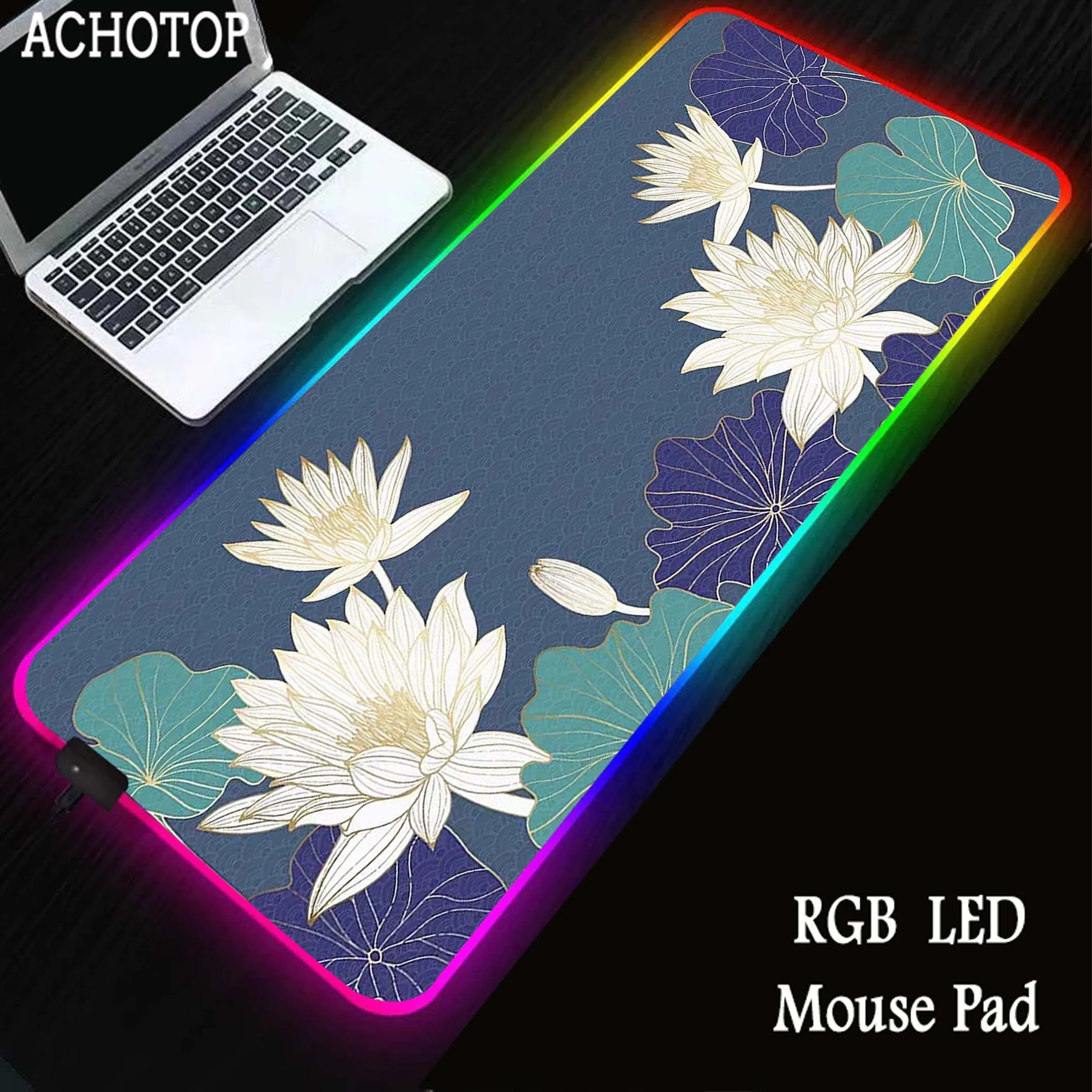 

Abstract Art Plant Mouse Pad Game Mat RGB Backlit Mousepad Gaming Table Carpet Gamer Computer Desk Mat Rubber Mouse Mat 90x40cm