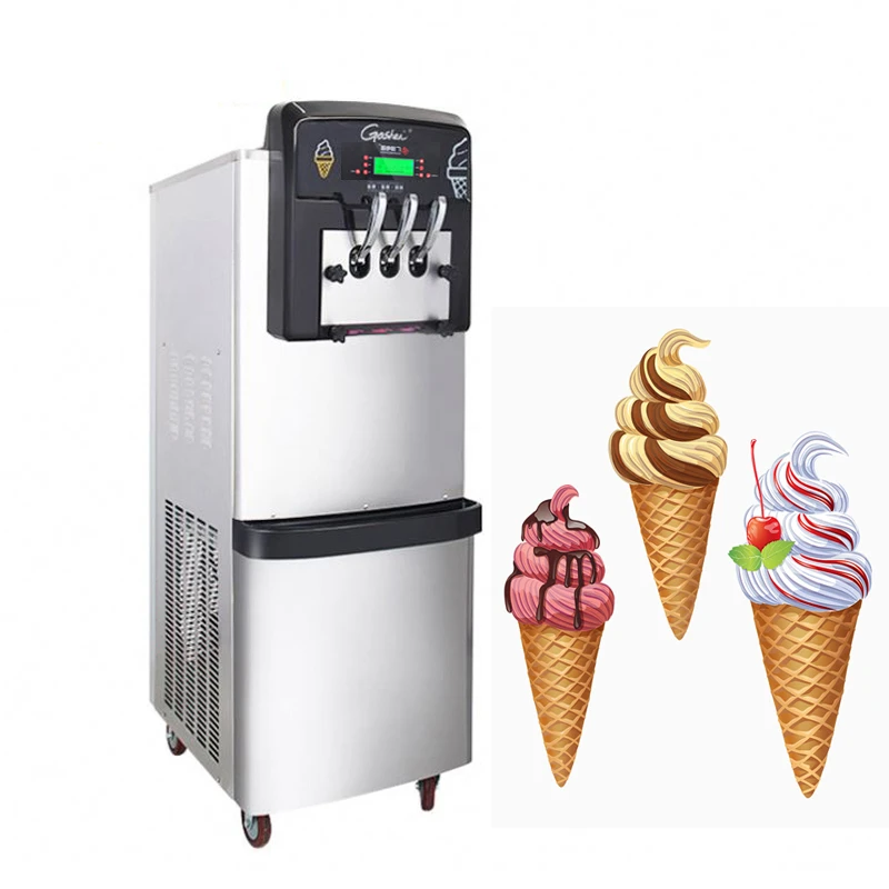 

Soft Ice Cream Machine Commercial Fully Automatic Stainless Steel Vertical Sundae Refrigeration Equipments Cone Maker