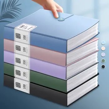 Cartella addensata A4 da 100 pagine Libro di informazioni Cartella di file fai da te di grande capacità Organizzatore di documenti multifunzionale Archiviazione da tavolo