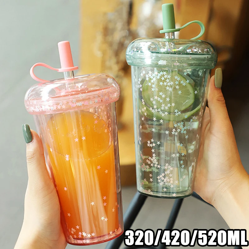 Love in the Air Teal Glitter Tumbler Drinking Cup with Straw plastic 2 pair