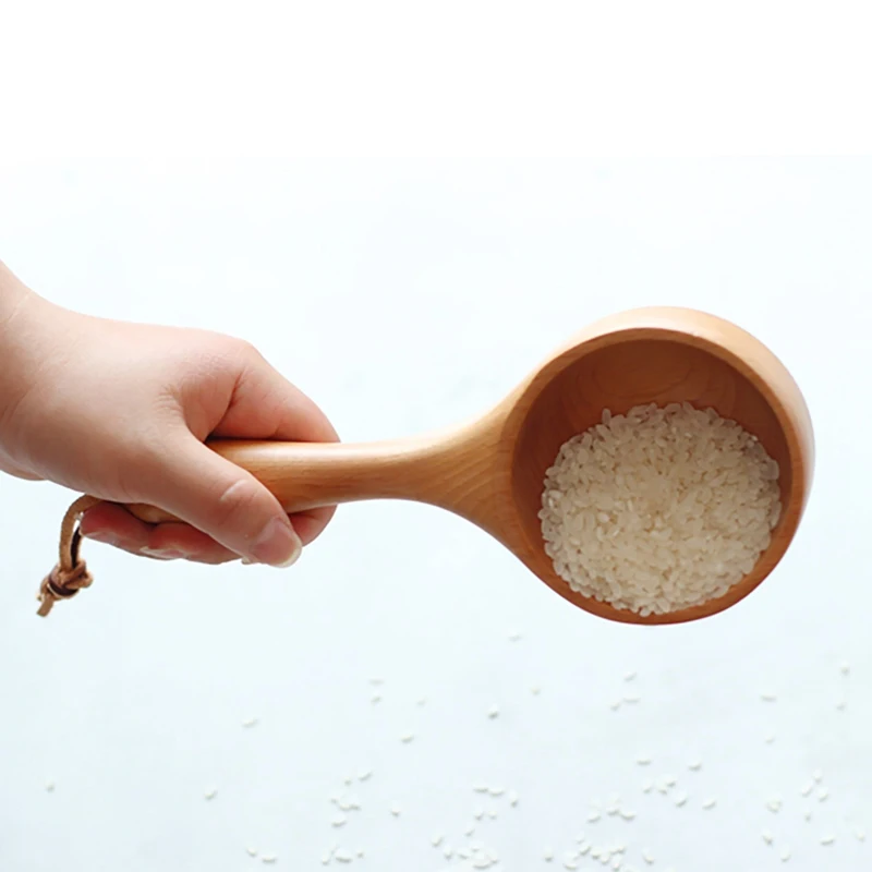 Wooden Spoon Bath Sauna Short Handle Japanese-style Solid Wood Scoop Rice Scoop Kitchen Water Wooden Bucket Spoon Newstyle