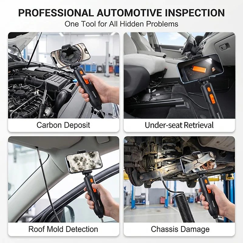 6.2mm with Light 4K UHD Endoscope 360° Articulating Borescope Endoscope Camera with Android/iOS Phone Commercial use 3