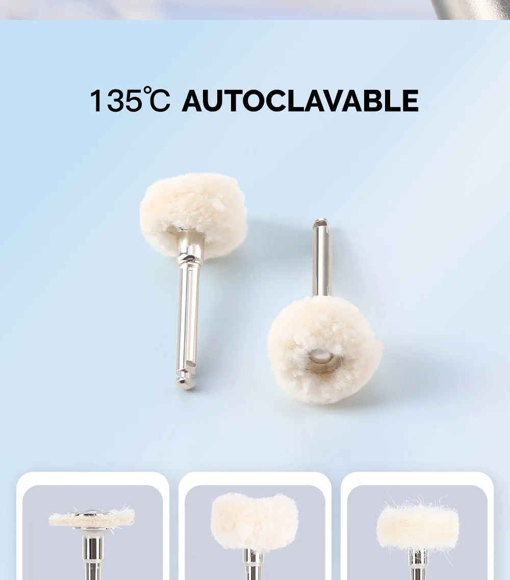 AZDENT 15 Stück Dental-Polierbürste, Wollfilz, Baumwollrad, RA, 2,35 mm, Zahnpolierer für Winkelstück, Handstück, Zahnmedizin-Werkzeuge – Detail 7