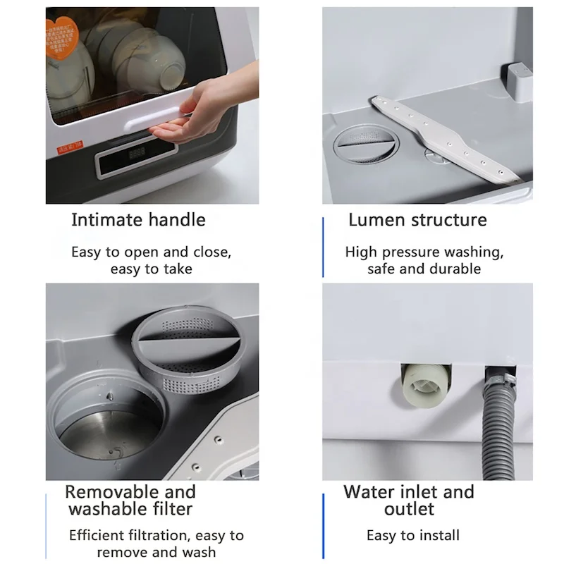 New desktop dishwasher independent fully automatic integrated installation free dishwasher home mini smart chopsticks dishwasher 6
