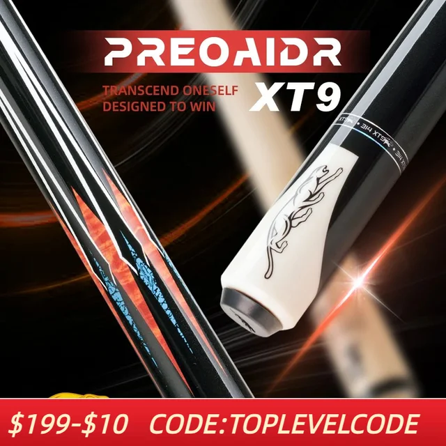 PREOAIDR-Billiard Pool Cue Stick, Snooth Grip, Uni-lock Joint Technology, XT9 3142, 10.5mm, 11.5mm, 12.5mm 1