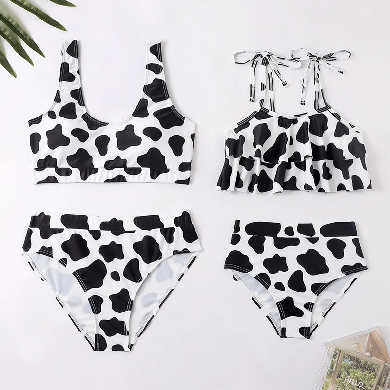 Family Matching Look Mom Girls Kids Ruffles Swimsuit Family Beach Wear Mother and Daughter Swimwear Outfit Women Stripe Swimsuit 3