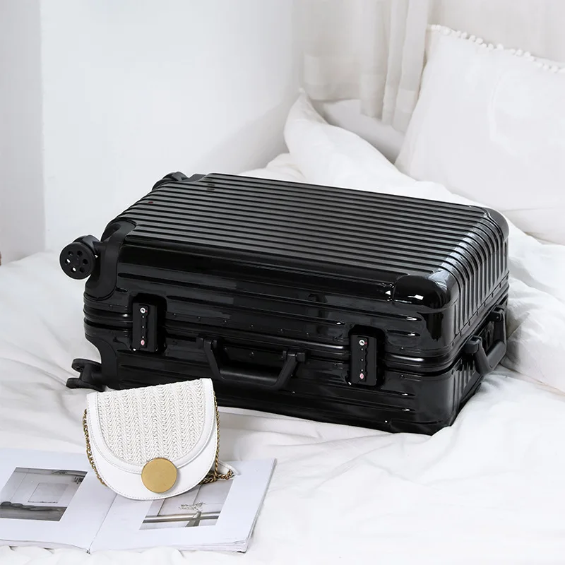 PLUENLI Aluminium Frame Luggage Men's and Women's Suitcase