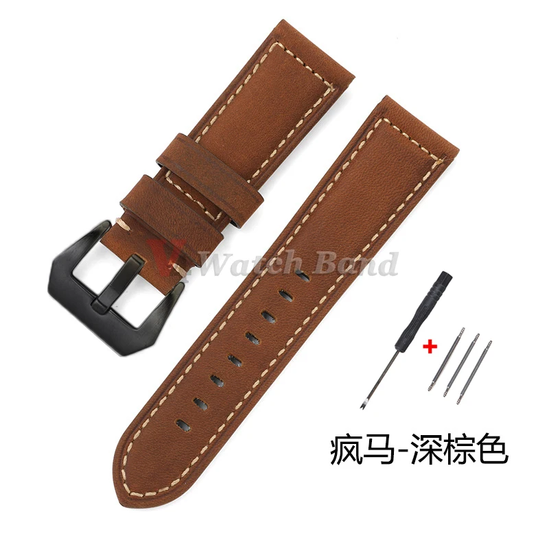 Authentic Retro Calf Leather Watchbands - Premium Cowhide Crazy Horse Straps